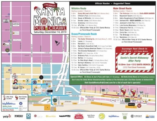 2019 Santa Monica Pub Crawl Map