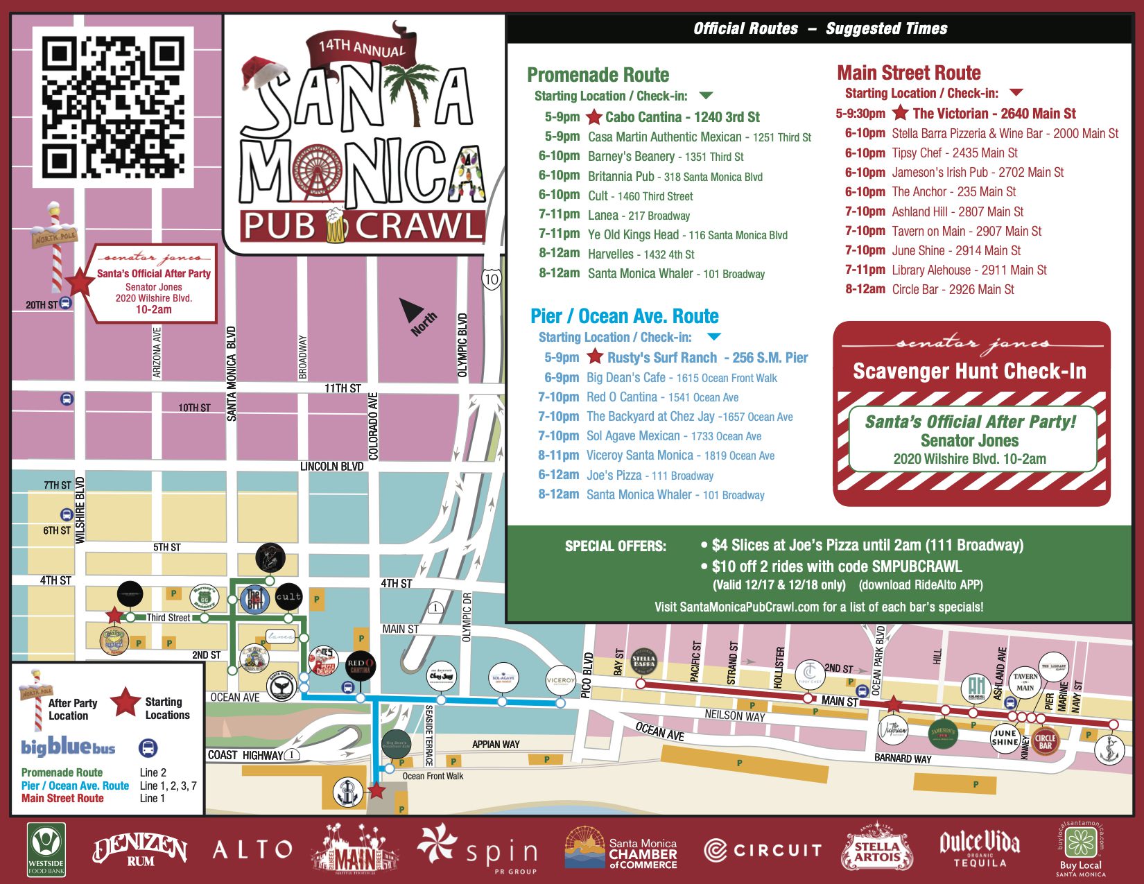 2022 Santa Monica Pub Crawl Map